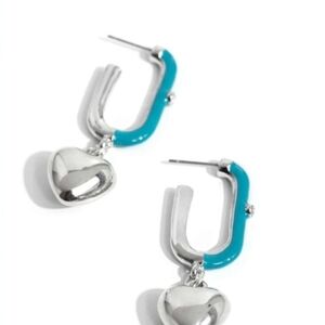Paparazzi Silver and Blue Geometric Drop Earrings Cherishing Color Fashion